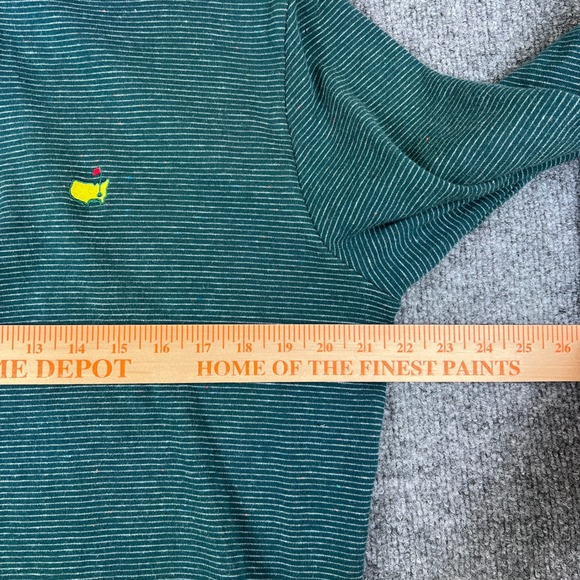 Masters Collection 1/4 Zip Pullover Sweater Mens M Green Striped Golf Logo - Picture 7 of 9